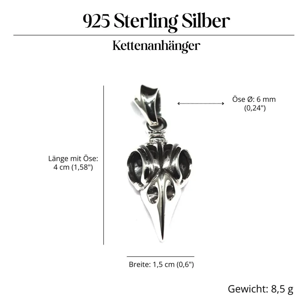 Raben Schädel Gothic Schmuck Silberschmuck Anhänger 925er Silber