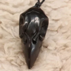 Raben Schädel Schmuck Anhänger Horn Kette