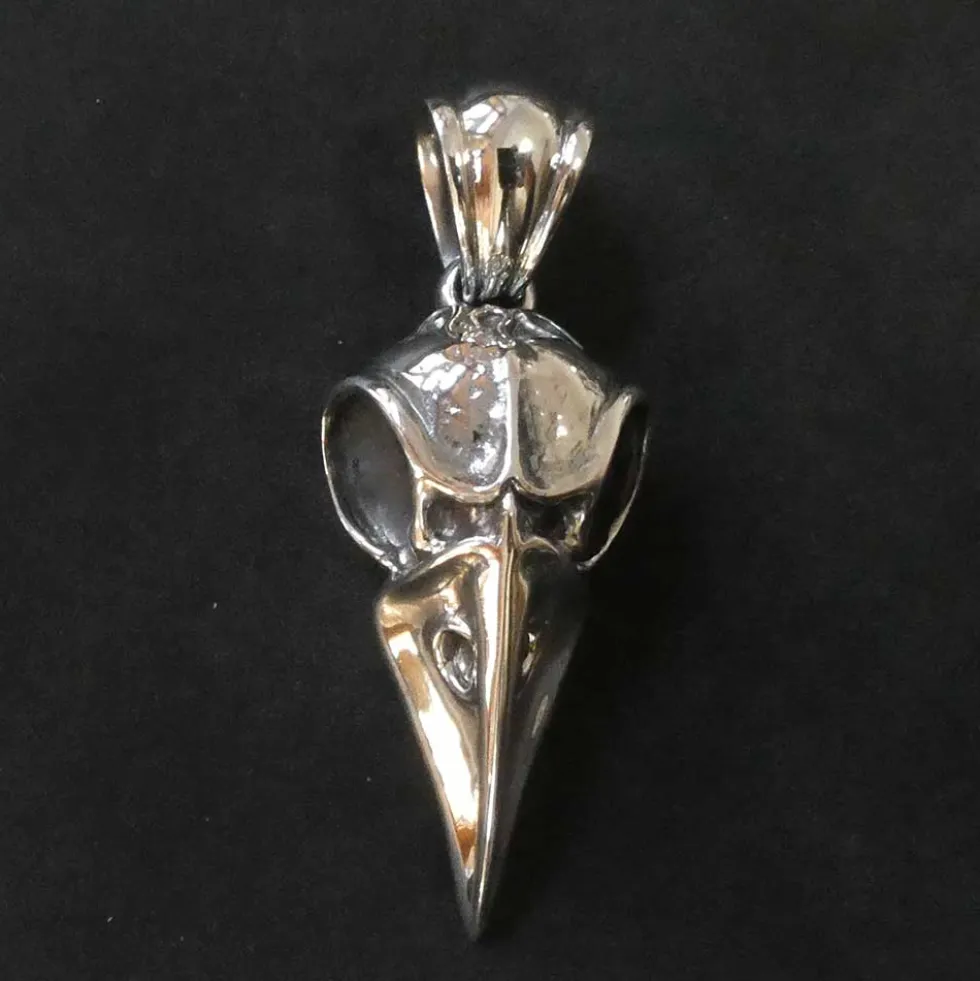 Raben Skull Schädel Anhänger groß riesige Öse 925 Silber