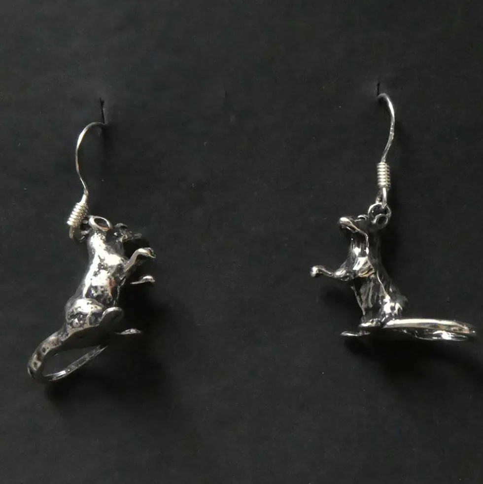 Ratte Ohrringe Schmuck Ohrhänger 925 Silber Paar