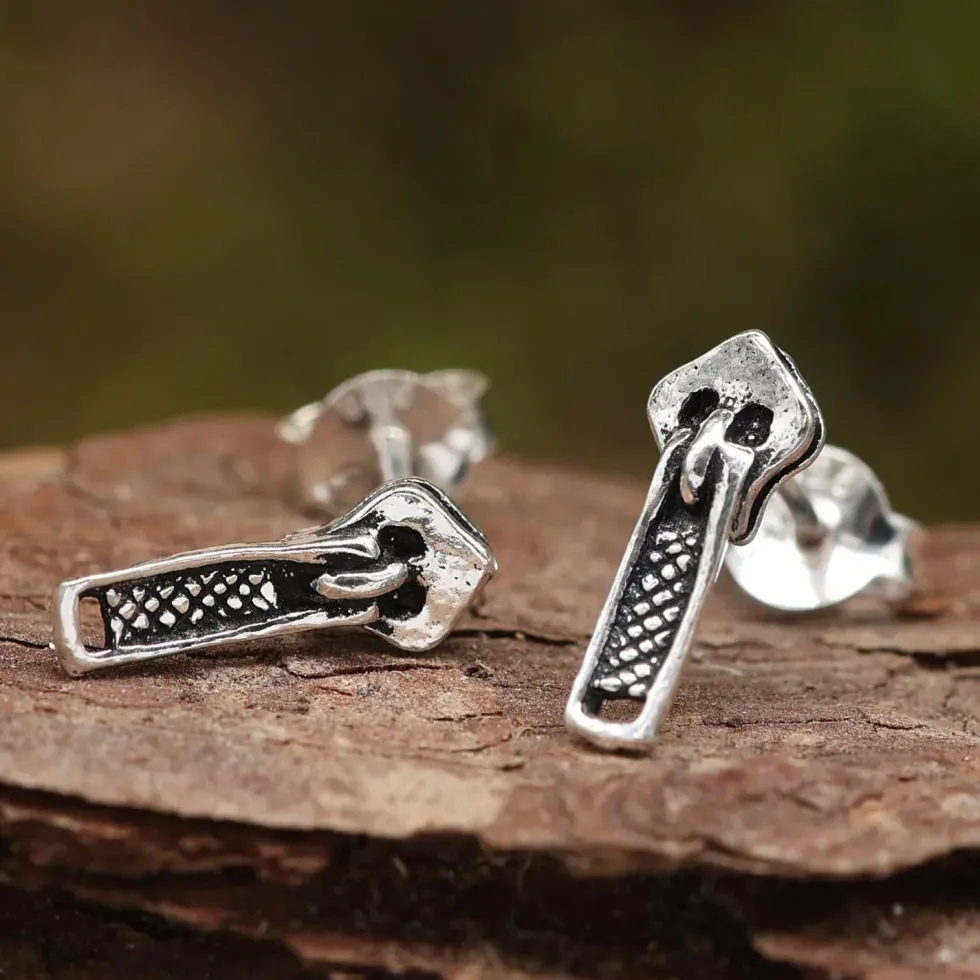 Reißverschluß Ohrstecker 925 Silber Ohrschmuck