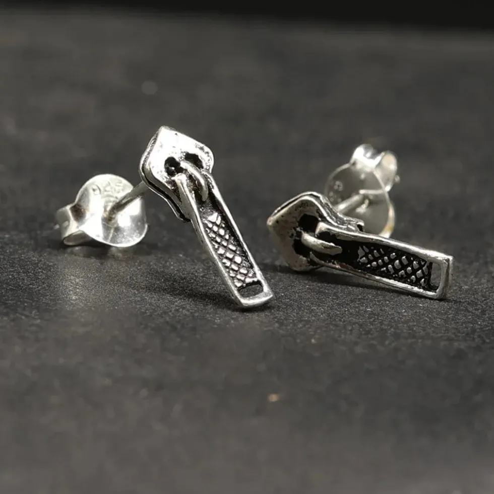 Reißverschluß Ohrstecker 925 Silber Ohrschmuck