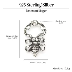 Riesiger Skorpion 925 Silber Schmuck Anhänger Scorpion