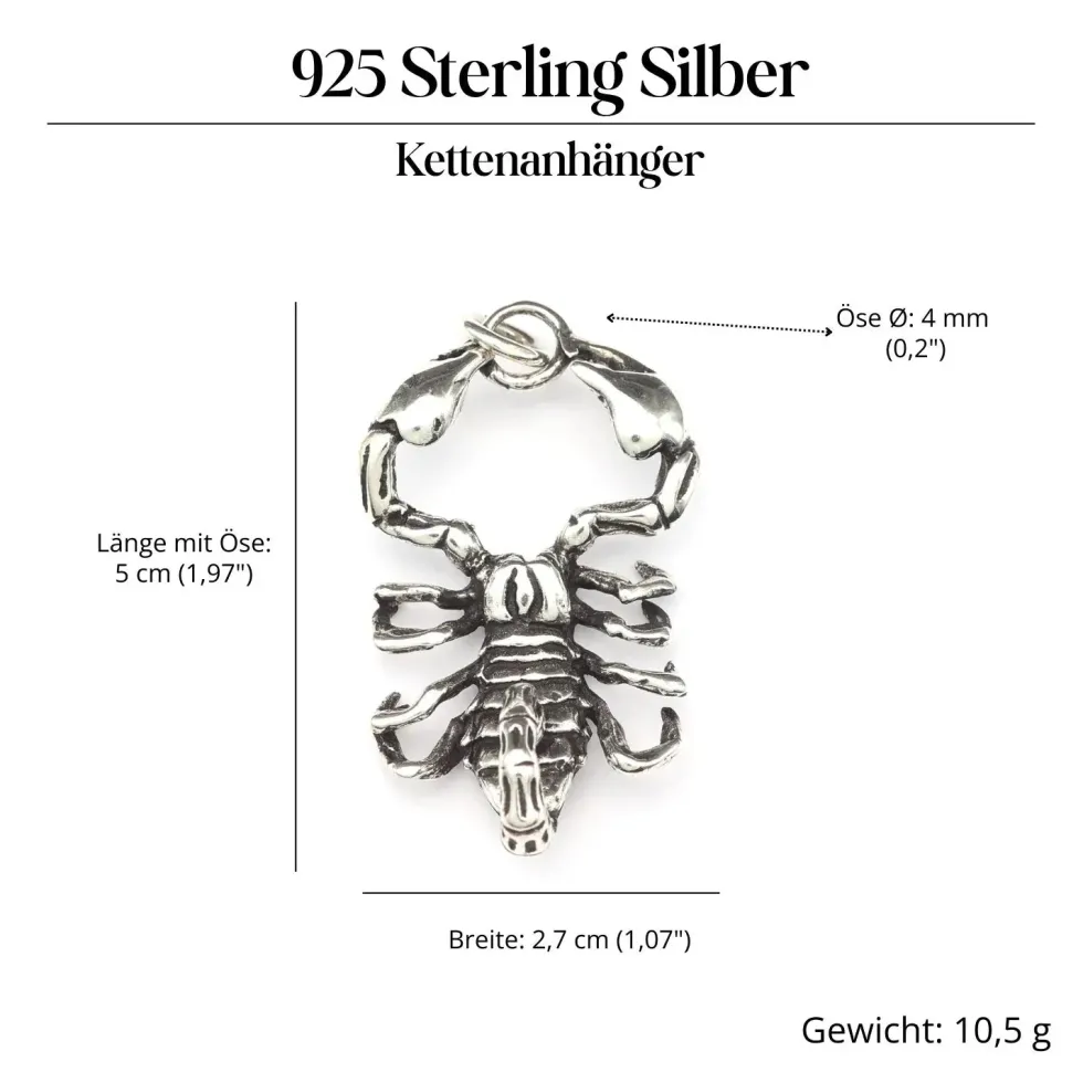 Riesiger Skorpion 925 Silber Schmuck Anhänger Scorpion