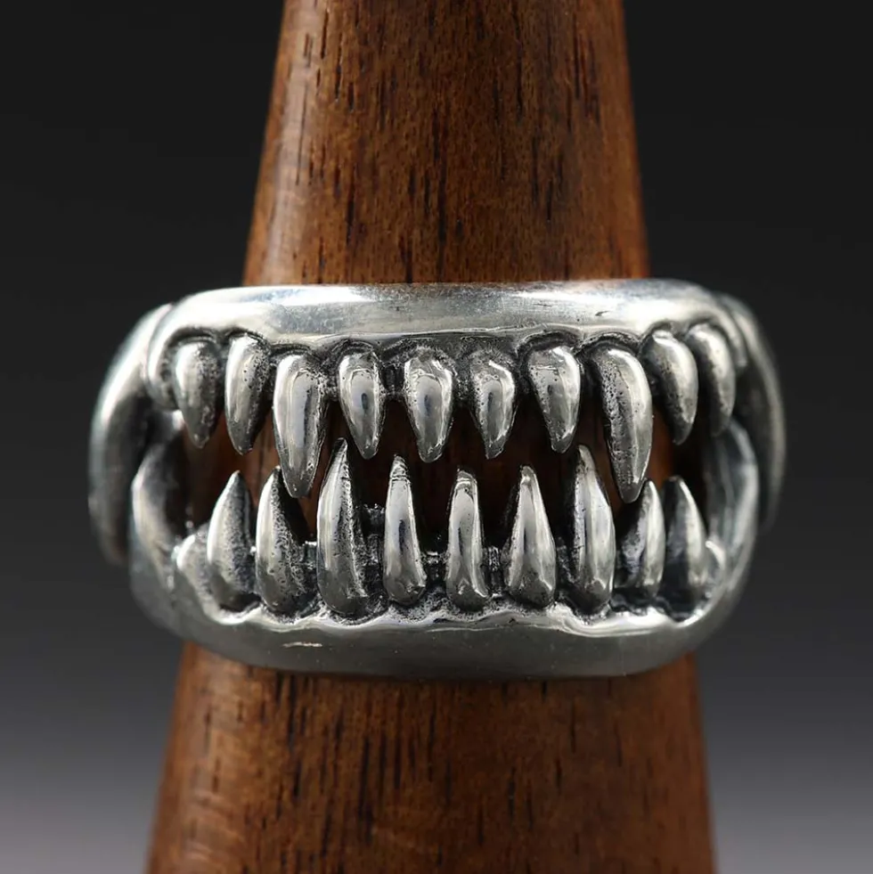Ring Gebiss Schmuck Gothic 925 Silber Zähne
