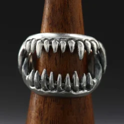 Ring Gebiss Schmuck Gothic 925 Silber Zähne