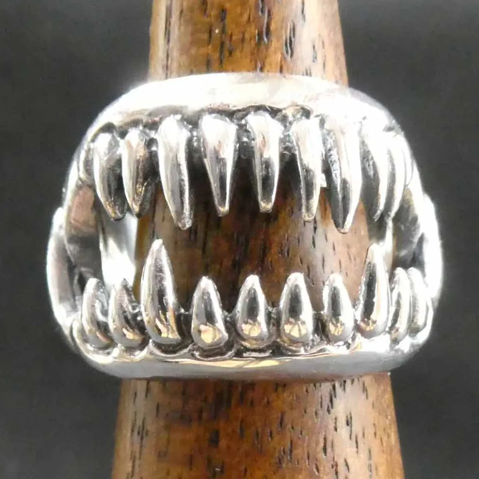 Ring Gebiss Schmuck Gothic 925 Silber Zähne