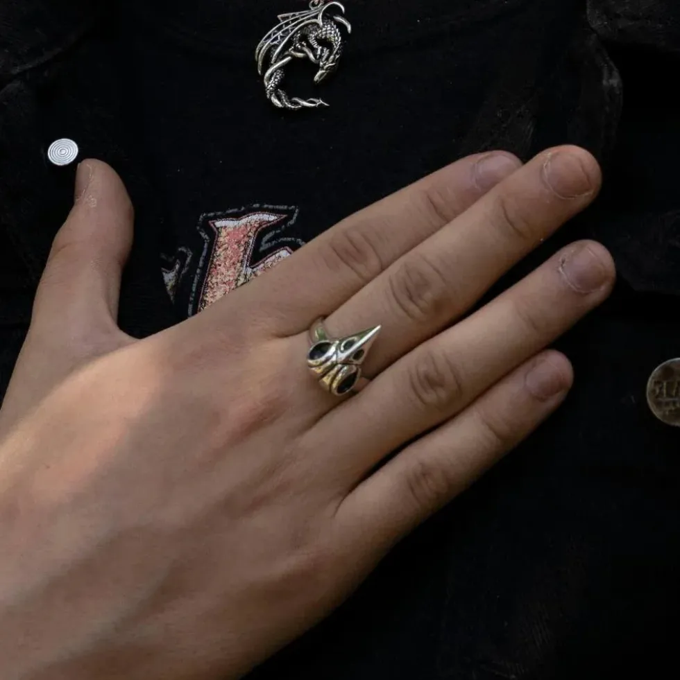 Ring Rabenschädel 925er Silberschmuck Gothic