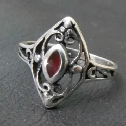 Ring Schmuck feiner Damen Silbering mit Karneol Ornament 925 Silber