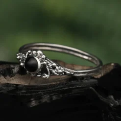 Ring Silber mit Onyx Steinschmuck Frauen Kinder 925 Silber