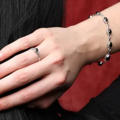 Ring Silber mit Onyx Steinschmuck Frauen Kinder 925 Silber