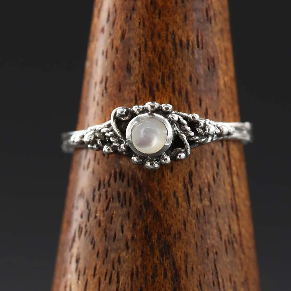 Ring Silber mit Perlmutt Steinschmuck Frauen Kinder 925 Silber