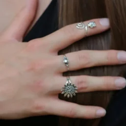 Ring Silber mit Perlmutt Steinschmuck Frauen Kinder 925 Silber