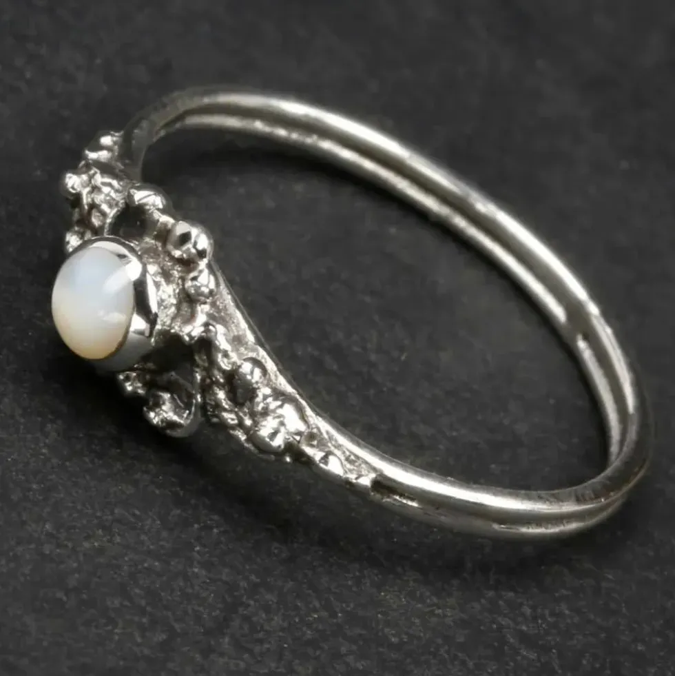 Ring Silber mit Perlmutt Steinschmuck Frauen Kinder 925 Silber