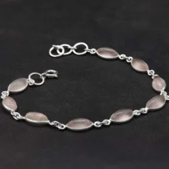 Rosenquarz Armband Edelstein Damen Armschmuck 925 Silber