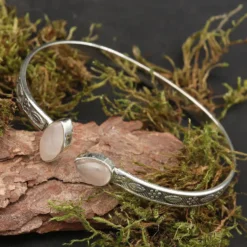 Rosenquarz Armreif Damen Armschmuck 925 Silber