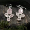 Rosenquarz Ohrringe 925 Silber Ohrhänger edler Ohrschmuck