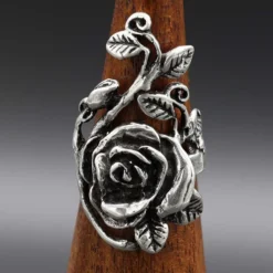 Rosen Ring lange Rose Damen Mädchen Silbering 925 Silber
