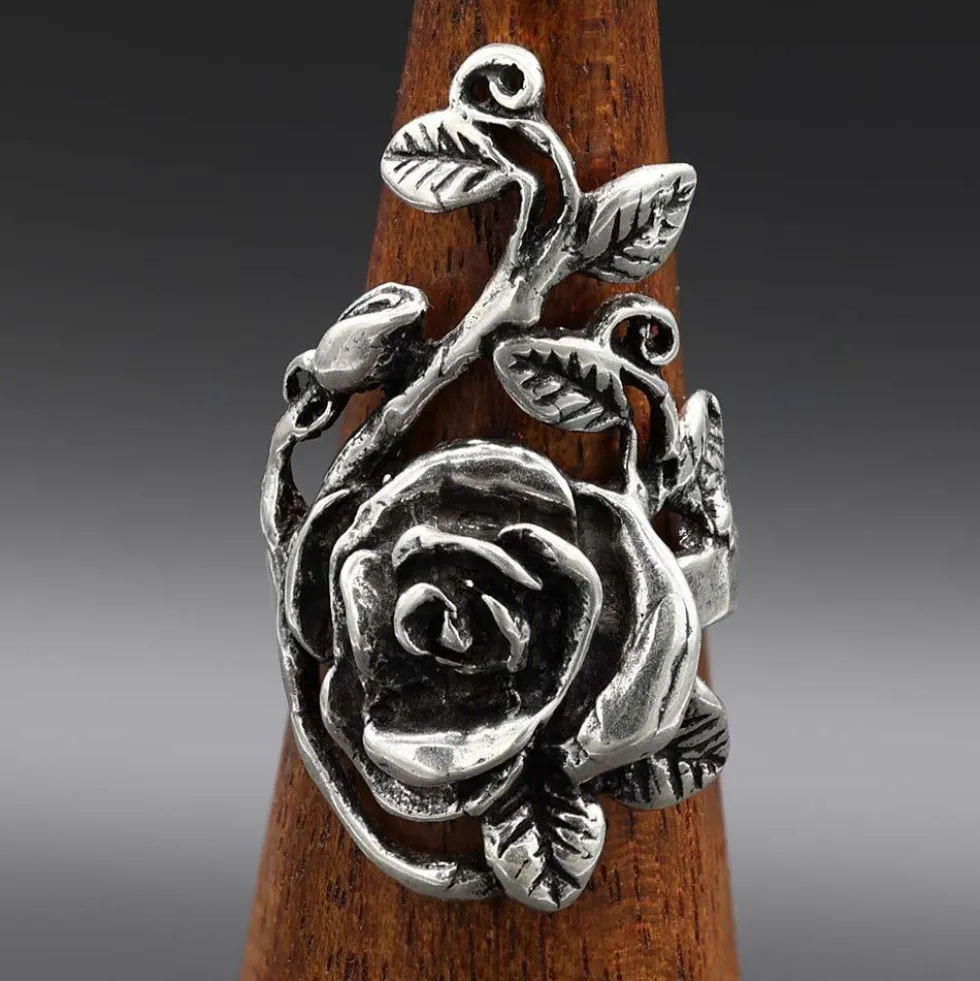 Rosen Ring lange Rose Damen Mädchen Silbering 925 Silber