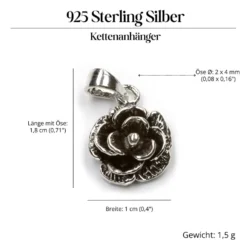 Rose Schmuck Kettenanhänger 925 Silber