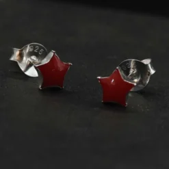 Roter Stern Ohrstecker 5mm 925 Silber Ohrschmuck