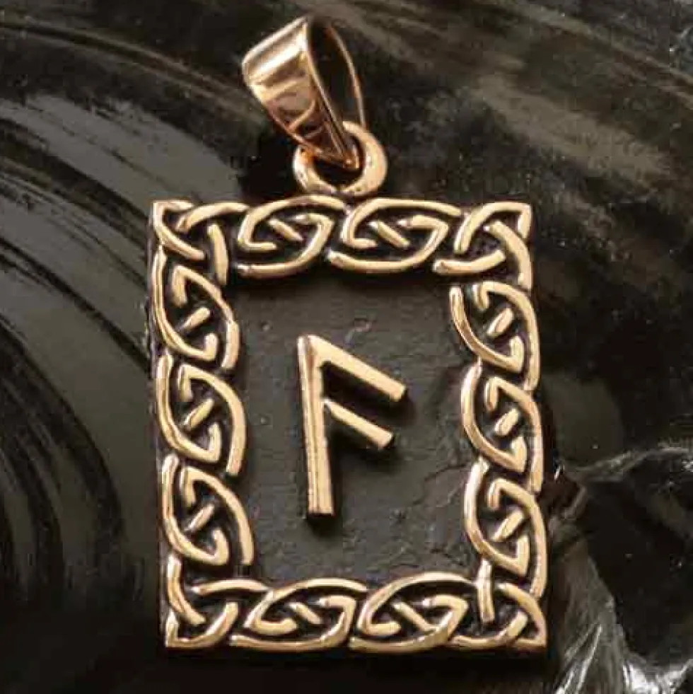 Rune Bronze Schmuck ansuz Anhänger älteres Futhark