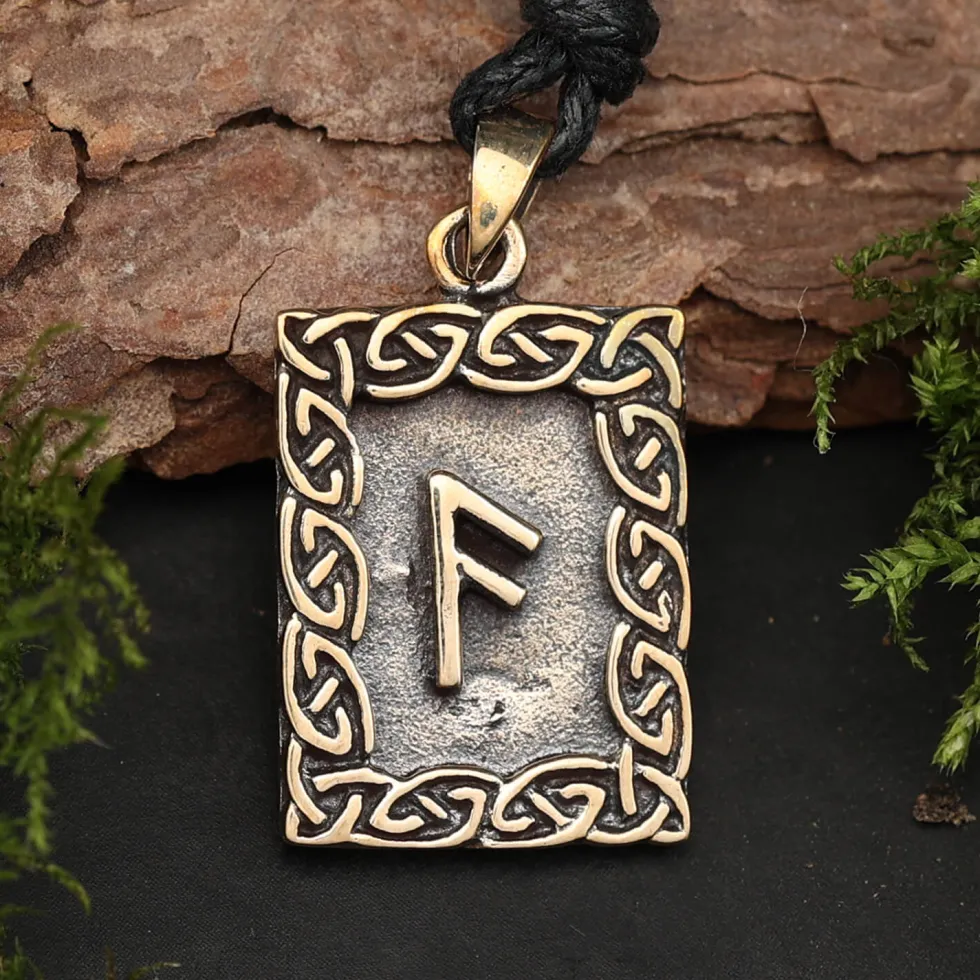 Rune Bronze Schmuck ansuz Anhänger älteres Futhark