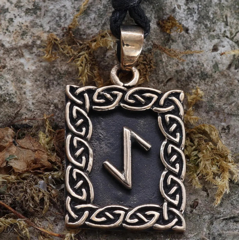 Rune Bronze Schmuck eihwaz Anhänger älteres Futhark