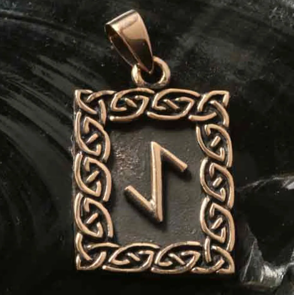 Rune Bronze Schmuck eihwaz Anhänger älteres Futhark