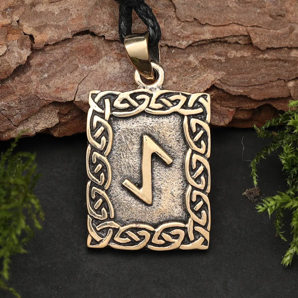 Rune Bronze Schmuck eihwaz Anhänger älteres Futhark