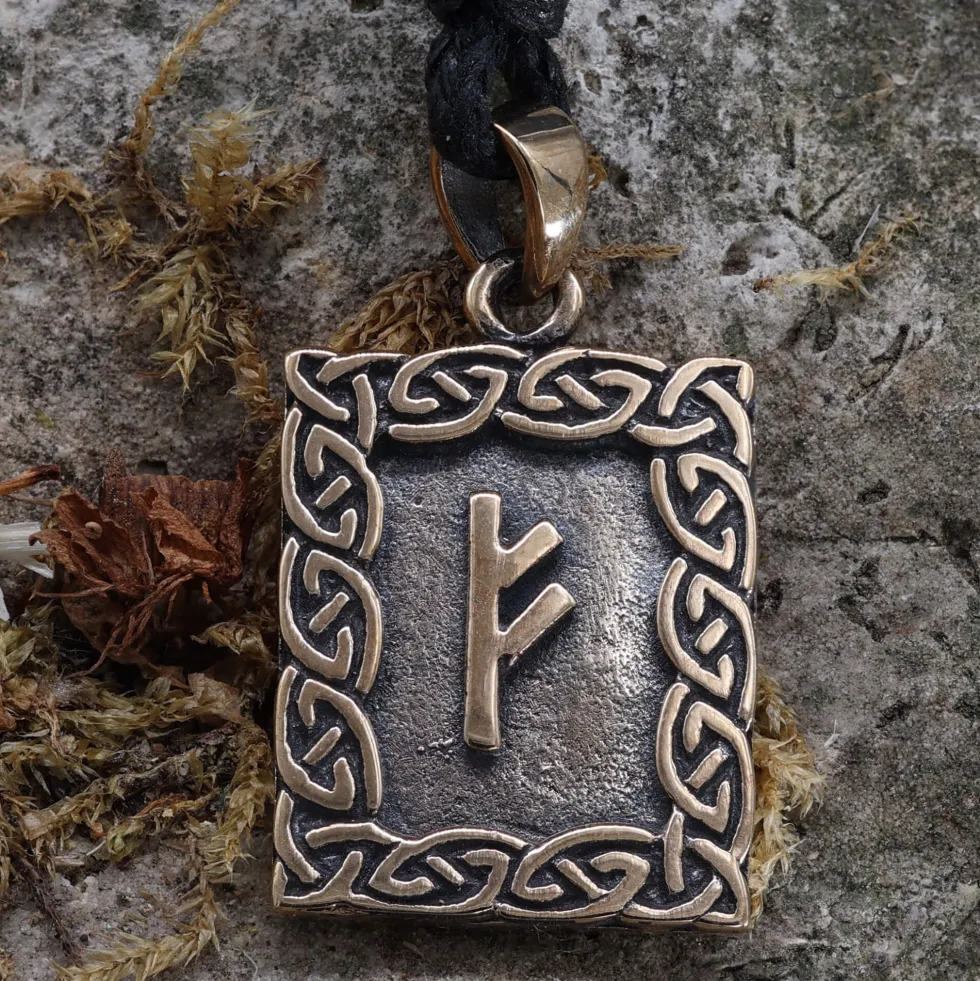 Rune Bronze Schmuck fehu Anhänger älteres Futhark