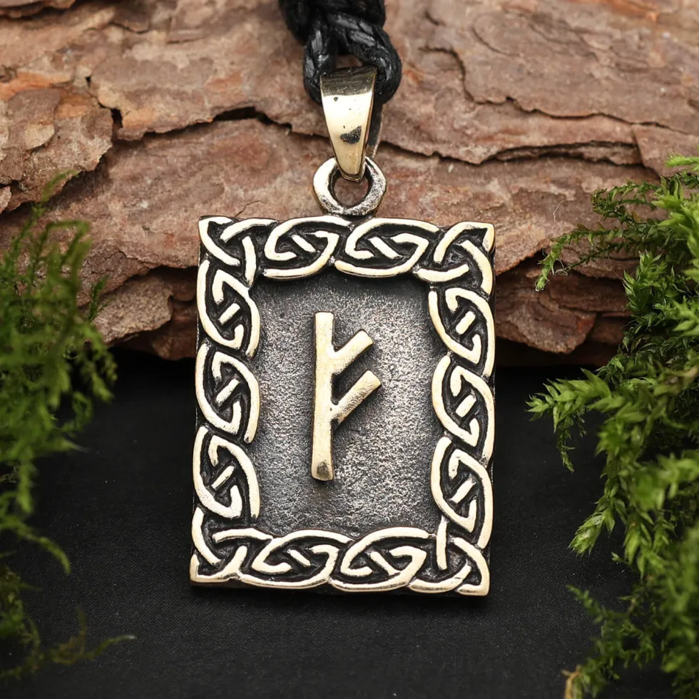 Rune Bronze Schmuck fehu Anhänger älteres Futhark