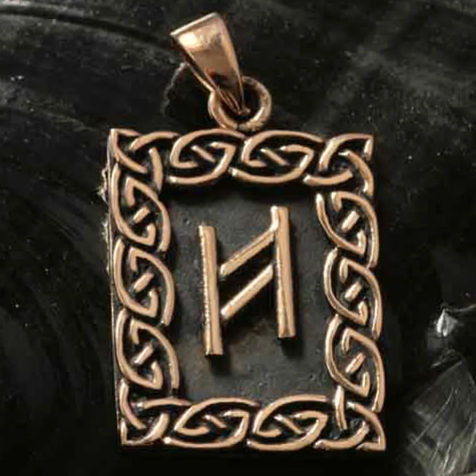 Rune Bronze Schmuck hagalaz Anhänger älteres Futhark