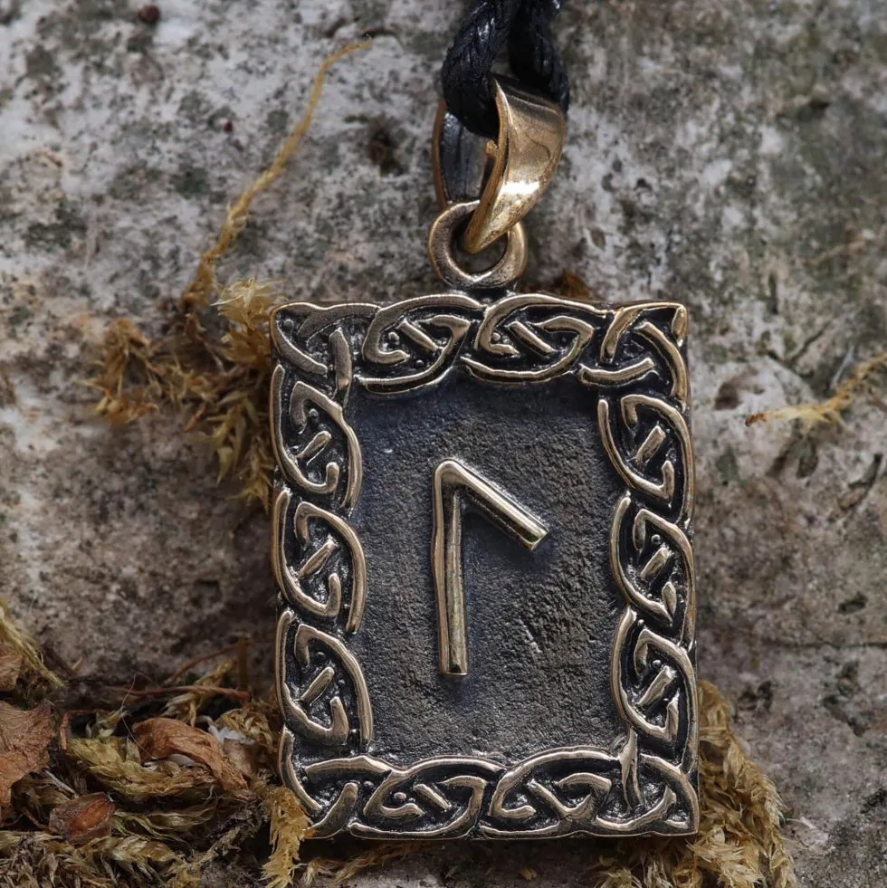 Rune Bronze Schmuck laguz Anhänger älteres Futhark