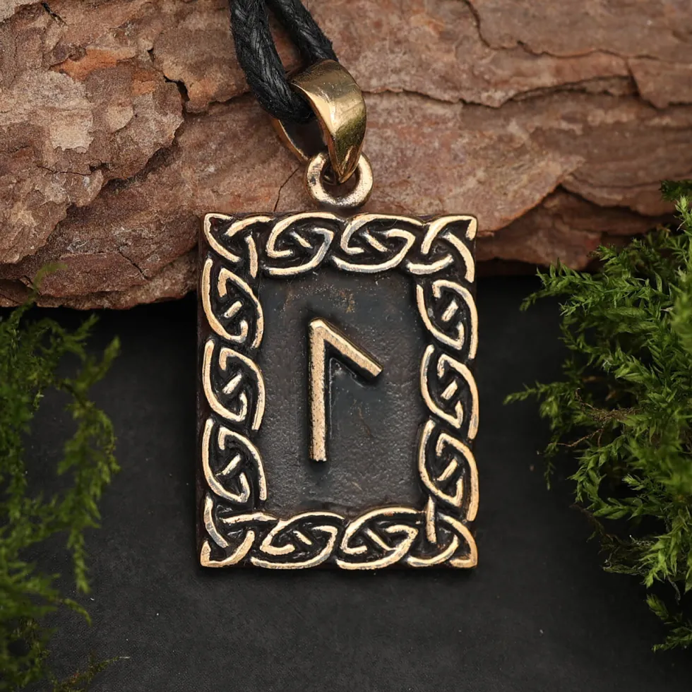 Rune Bronze Schmuck laguz Anhänger älteres Futhark