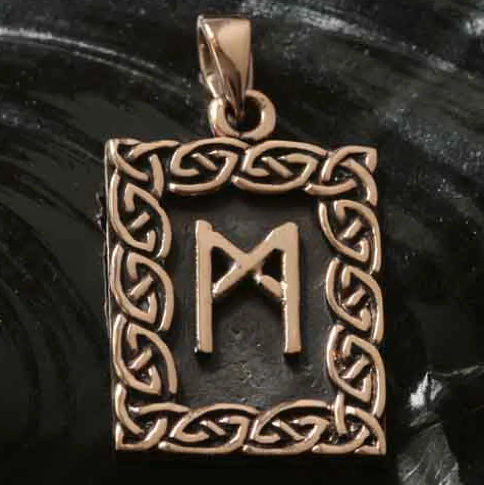 Rune Bronze Schmuck mannaz Anhänger älteres Futhark