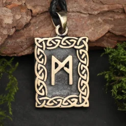 Rune Bronze Schmuck mannaz Anhänger älteres Futhark