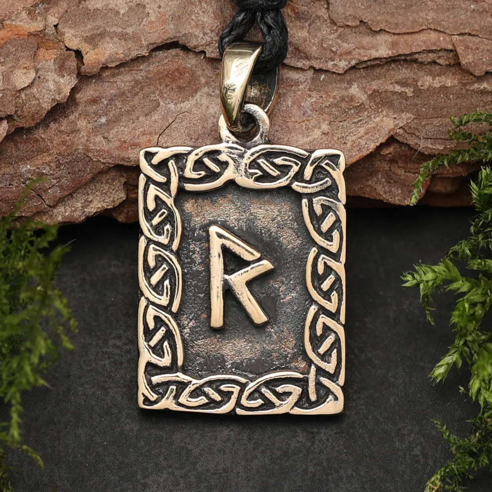Rune Bronze Schmuck raidho Anhänger älteres Futhark