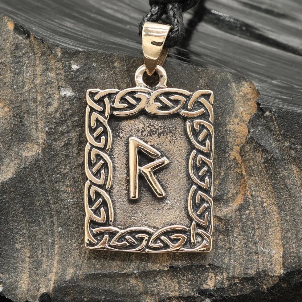 Rune Bronze Schmuck raidho Anhänger älteres Futhark
