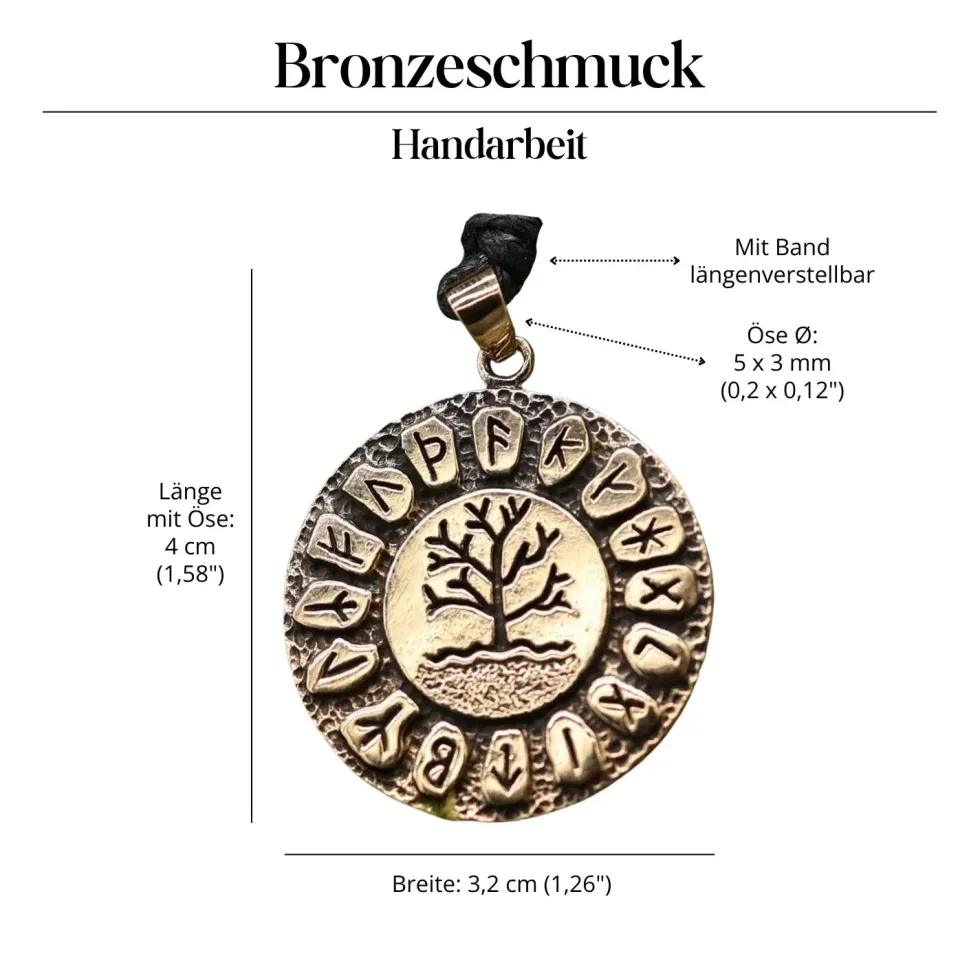 Runen Lebensbaum Bronzeschmuck Anhänger