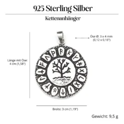 Runen Lebensbaum Schmuck Anhänger aus Silber 925