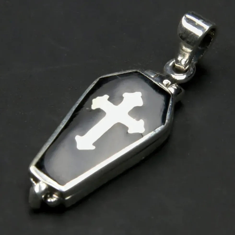 Sarg Medaillon Gothik 925 Silberschmuck Anhänger Vampir Schmuck