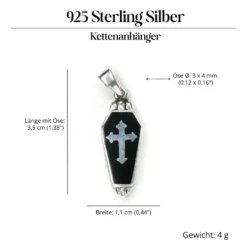 Sarg Medaillon Gothik 925 Silberschmuck Anhänger Vampir Schmuck