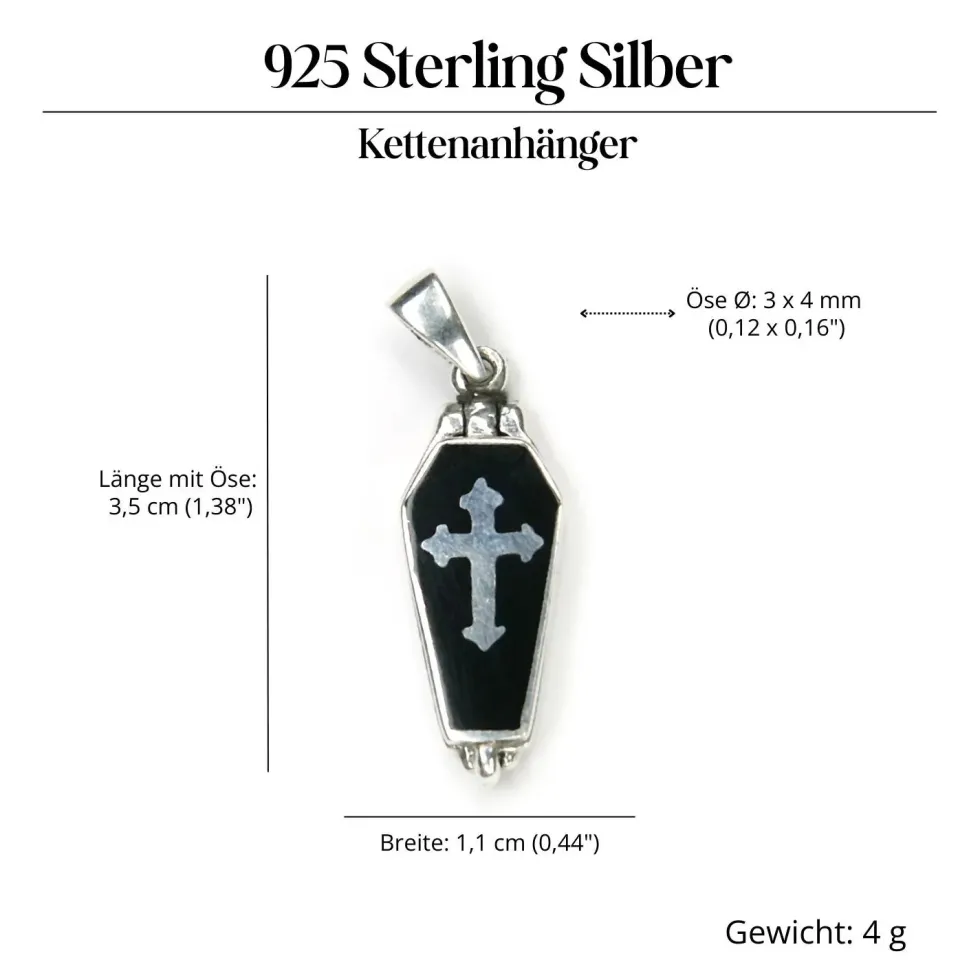Sarg Medaillon Gothik 925 Silberschmuck Anhänger Vampir Schmuck