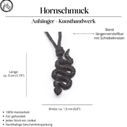 Schlange 3cm Horn Anhänger geschnitzter Schmuck