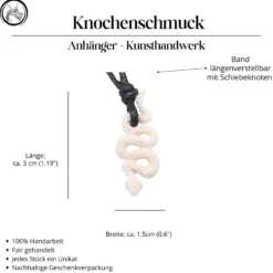 Schlange 3cm Knochen Anhänger geschnitzter Schmuck