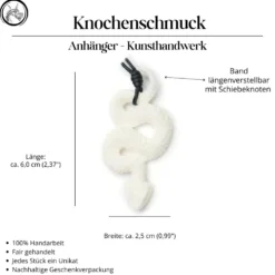 Schlange 5cm Knochenschmuck geschnitzter Kettenanhänger