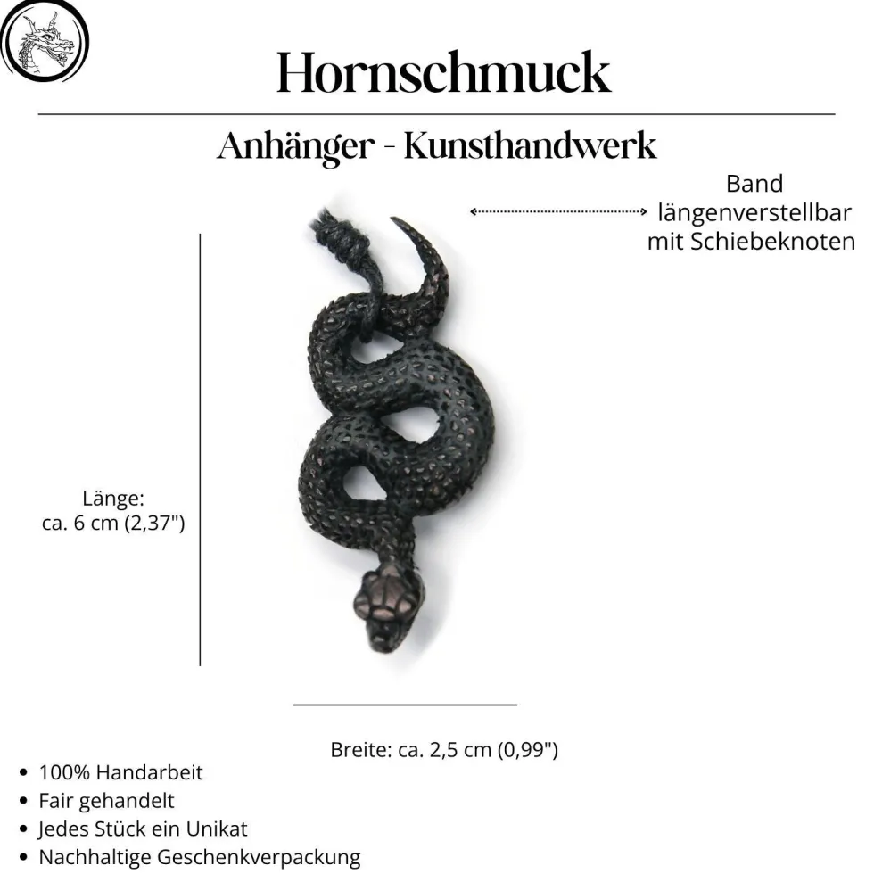 Schlange Hornschmuck Anhänger Kette