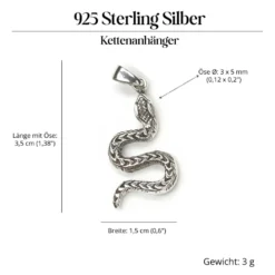 Schlange Kettenanhänger 925 Silber Schmuck