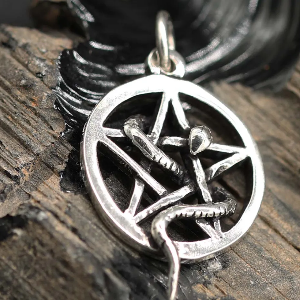 Schlangen Pentagramm Schmuck Ketten Anhänger 925 Silber